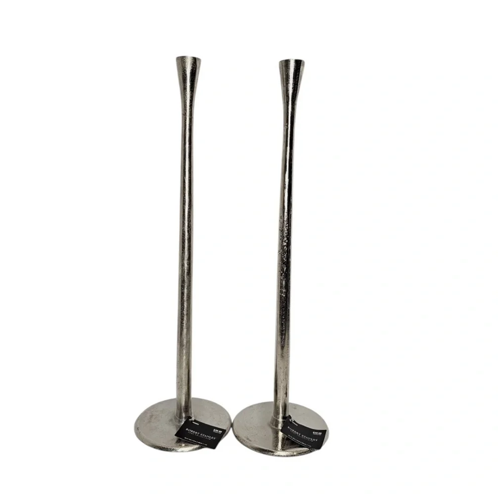 Robert Stanley Home Collection Taper Candle Holder Silver Toned NWT